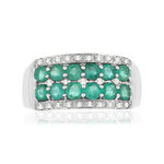 Bague or 750 émeraudes et diamants - vue 3
