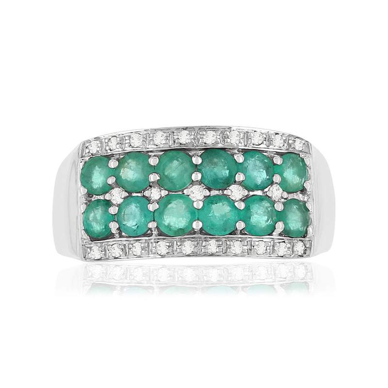 Bague or 750 émeraudes et diamants - vue 3