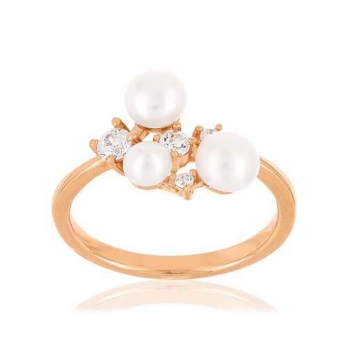 Bague MATY Plaqué or rose perles zirconia