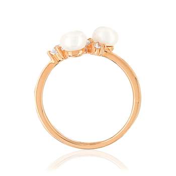 MATY ring rose gold-plated zirconia pearls
