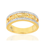 Bague plaqué or fleurs zirconias - vue 1