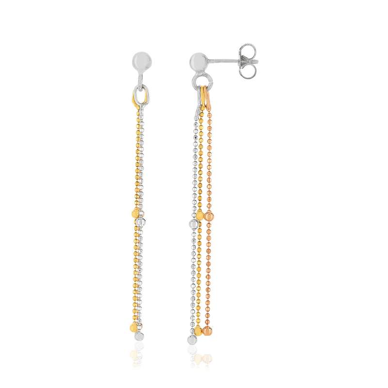 Boucles d'oreilles argent 925 3 tons pendants - vue 1