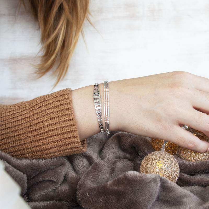 Bracelet argent 925 triple rang 19 cm - vue porté 1