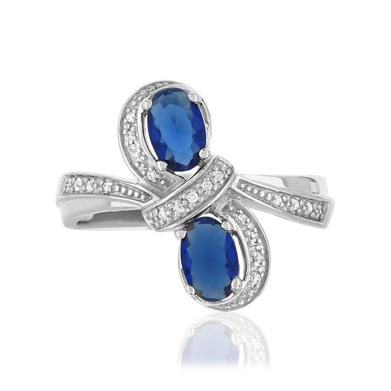 Bague MATY Or 750 blanc Saphirs et Diamants séduct - vue 3