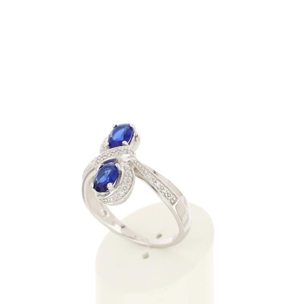Bague MATY Or 750 blanc Saphirs et Diamants séduct - vue 3
