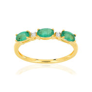 Bague MATY Or 375 jaune émeraudes et Diamants