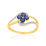 Bague or 375 jaune ajourée saphirs et diamants - vue 1