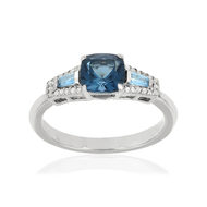 Bague MATY Or 375 blanc Topazes Diamants