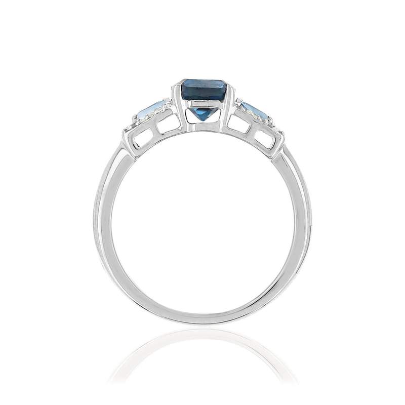 Bague or 375 blanc topazes et diamants - vue 2