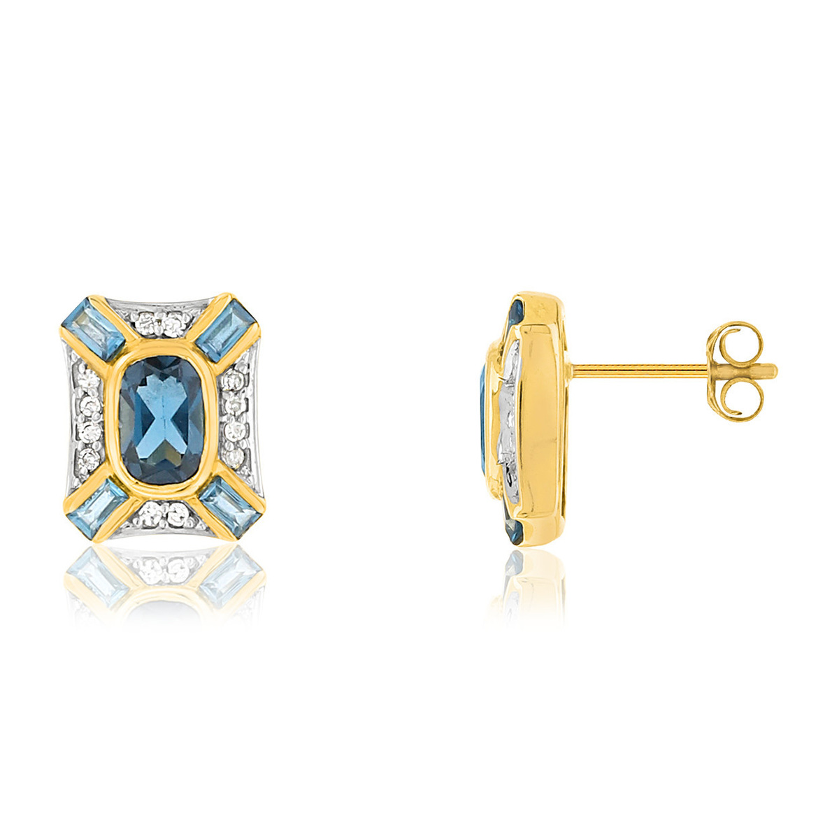 Boucles d'oreilles MATY Or 375 2T topazes traitées Diamant