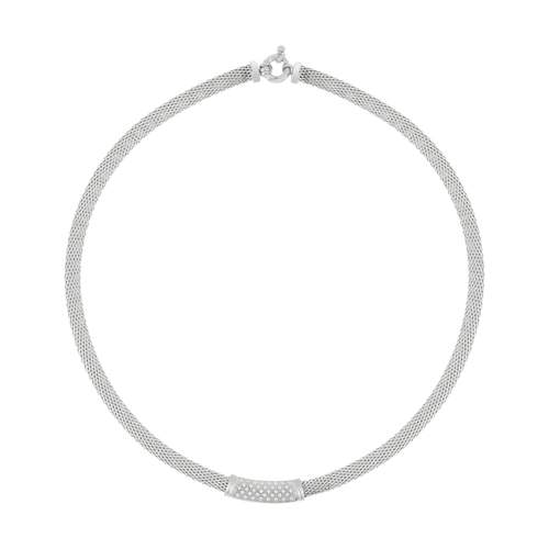 Collier argent 925 maille souple zirconias 43 cm