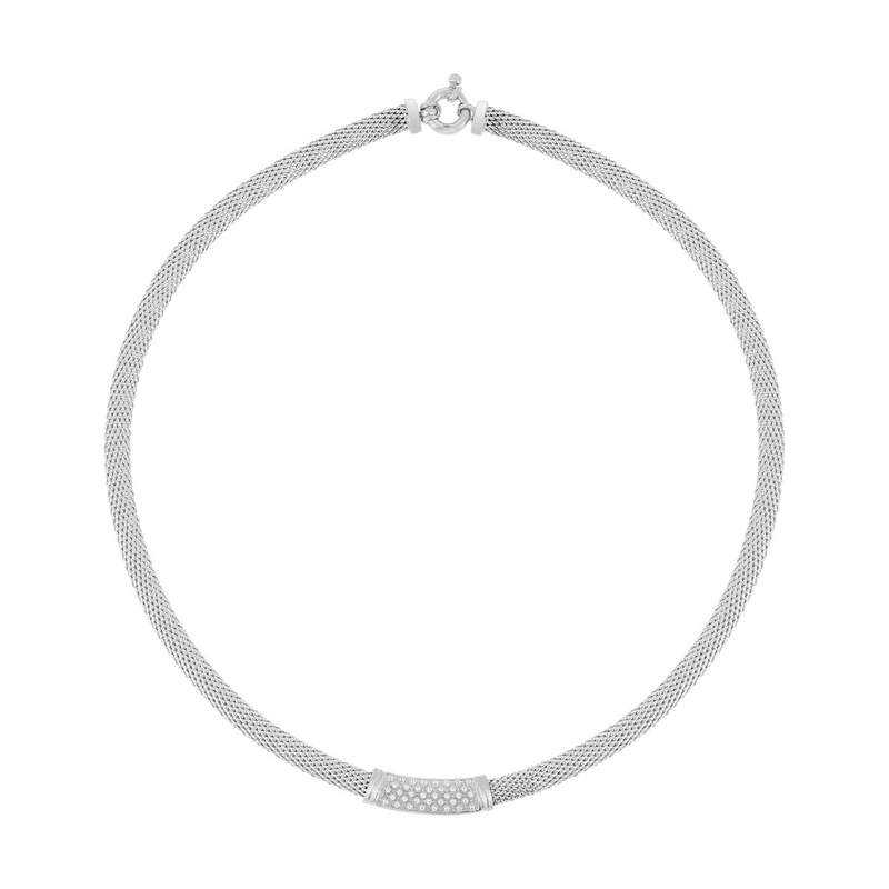 Collier argent 925 maille souple zirconias 43 cm - vue 1