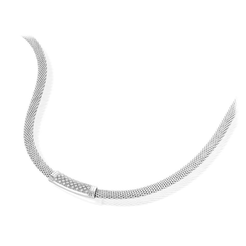 Collier argent 925 maille souple zirconias 43 cm - vue 4