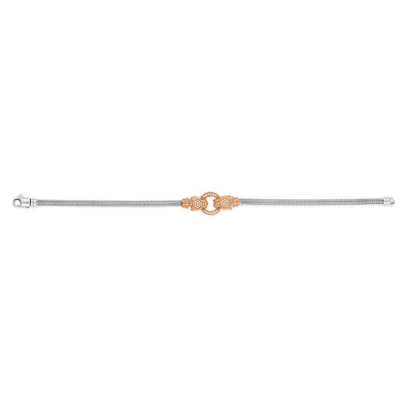 Bracelet argent 925 2 tons panthères zirconias 18 cm - vue 1