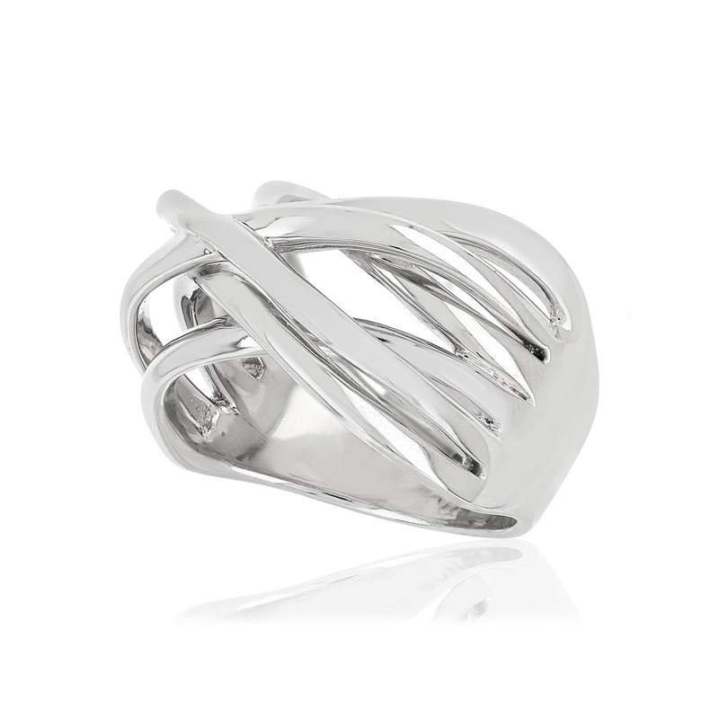 Bague argent 925 anneaux entrelacés - vue D1