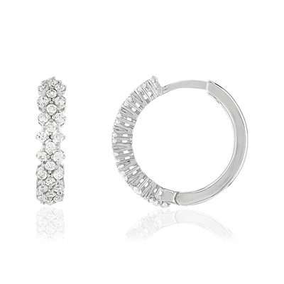 Créoles argent 925 zirconias 20 mm - vue 1