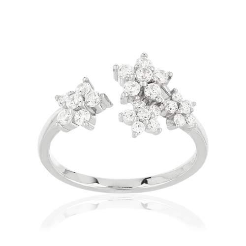 Bague argent 925 fleurs zirconias