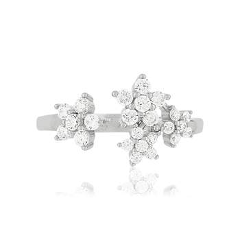 Bague argent 925 fleurs zirconias
