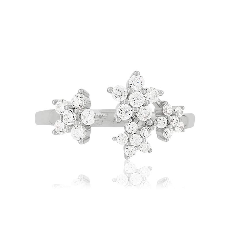Bague argent 925 fleurs zirconias - vue 3