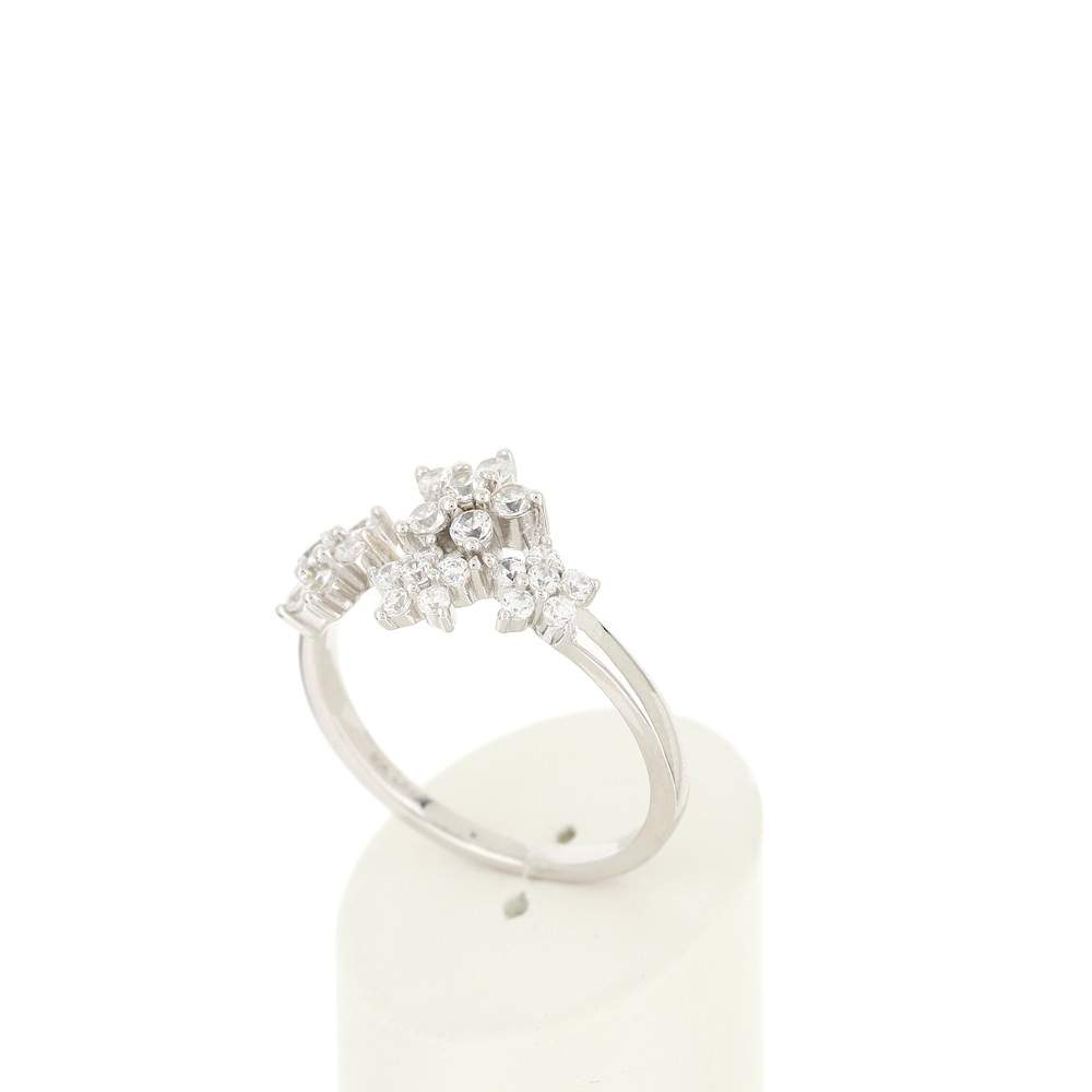 Bague argent 925 fleurs zirconias - vue 3