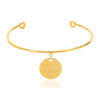 Bracelet jonc plaqué or ouvert médaille'maman je t'aime' zirconia - vue V1