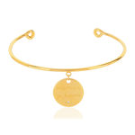 Bracelet jonc plaqué or ouvert médaille'maman je t'aime' zirconia - vue 1