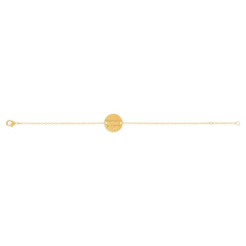 Bracelet plaqué or médaille maman je t'aime zirconia 18 cm