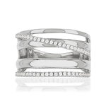 Bague argent 925 multi-anneaux zirconias - vue 3