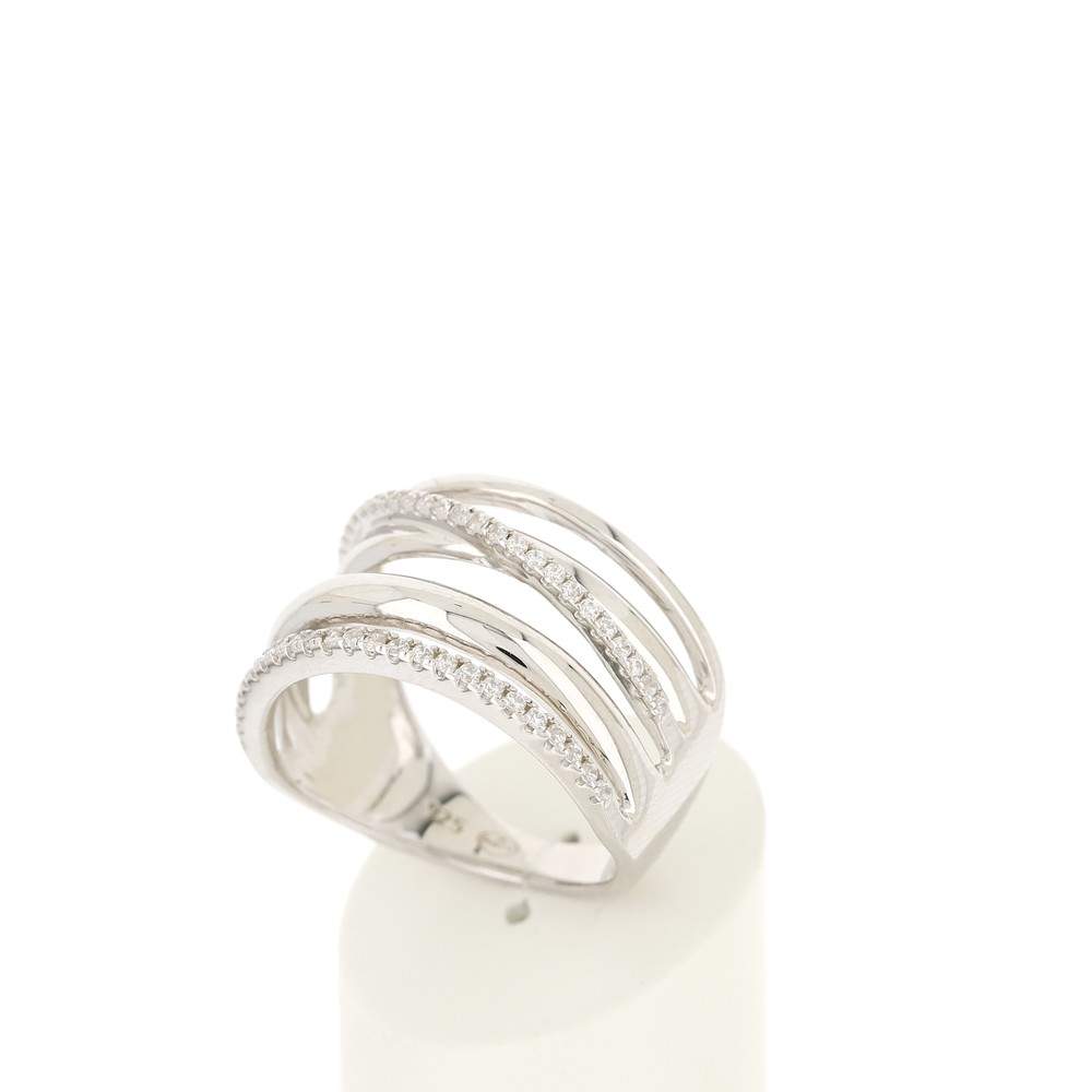 Bague argent 925 multi-anneaux zirconias - vue 3