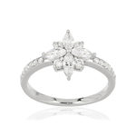 Bague argent 925 fleur zirconias - vue 1