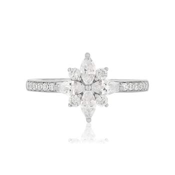 Bague argent 925 fleur zirconias