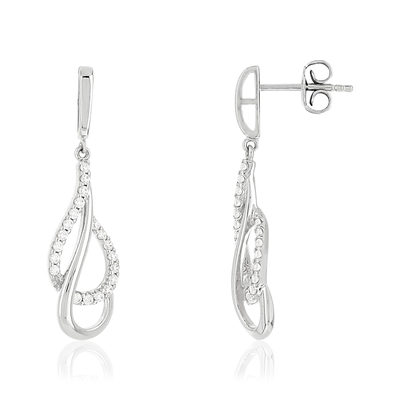 Boucles d'oreilles argent 925 pendants gouttes zirconias - vue 1