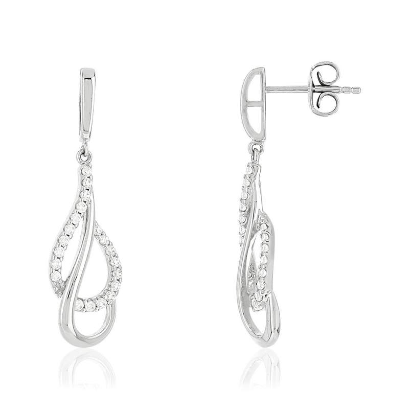 Boucles d'oreilles argent 925 pendants gouttes zirconias - vue 1
