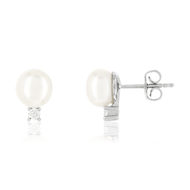 Boucles d'oreilles MATY Argent 925 Perle de culture de chine et Zirconia
