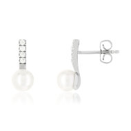 Boucles d'oreilles MATY Argent 925 Perle de culture de chine et Zirconia