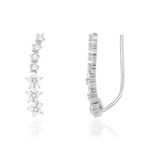 Boucles d'oreilles argent 925 contours fleurs zirconias - vue 1