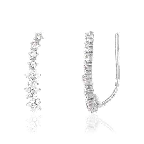 Boucles d'oreilles argent 925 contours fleurs zirconias