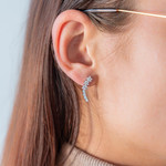 Boucles d'oreilles argent 925 contours fleurs zirconias - vue porté 1