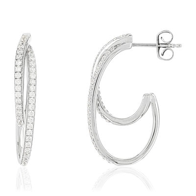 Boucles d'oreilles argent 925 zirconias - vue 1