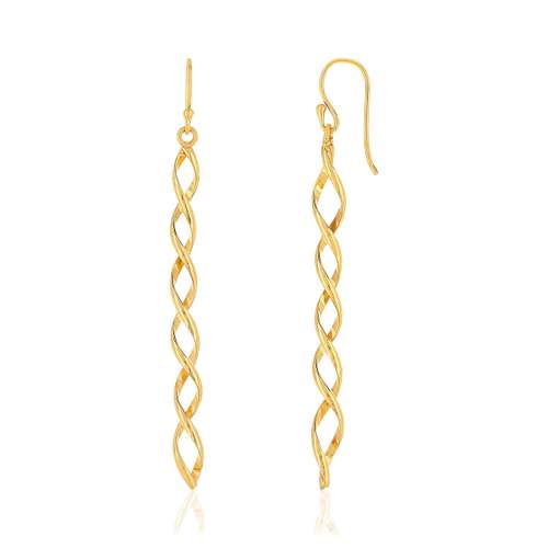 Boucles d'oreilles plaqué or pendants torsadées