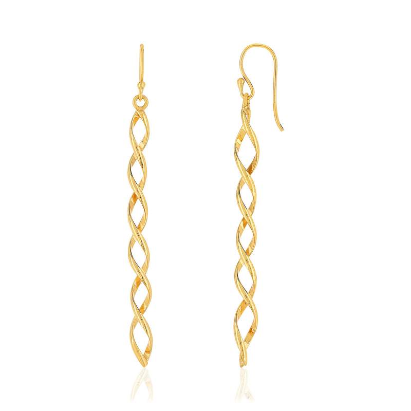 Boucles d'oreilles plaqué or pendants torsadées - vue 1