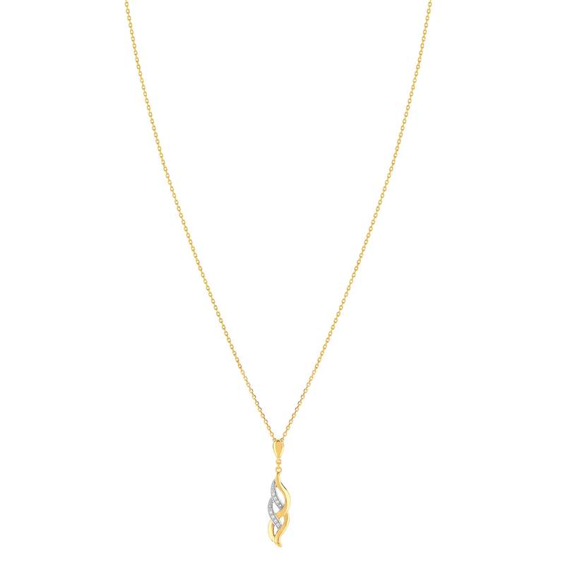 Collier plaqué or entrelacé zirconias 45 cm - vue 1
