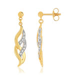 Boucles d'oreilles plaqué or pendants entrelacées zirconias - vue 1