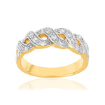 Bague plaqué or torsadée zirconias - vue 1