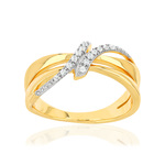 Bague plaqué or zirconias - vue 1