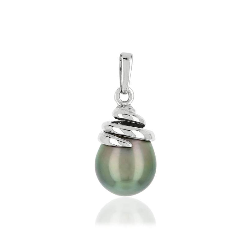 Pendentif or 750 blanc perle de culture de Tahiti - vue 1