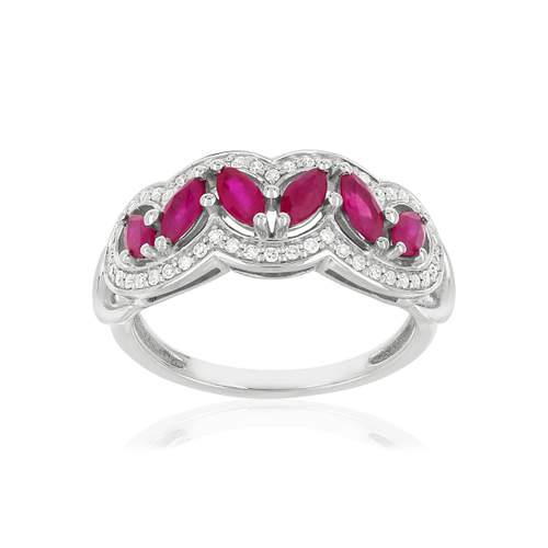Bague MATY Or 750 blanc Rubis et Diamants