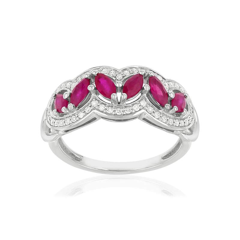 Bague MATY Or 750 blanc Rubis et Diamants - vue 1