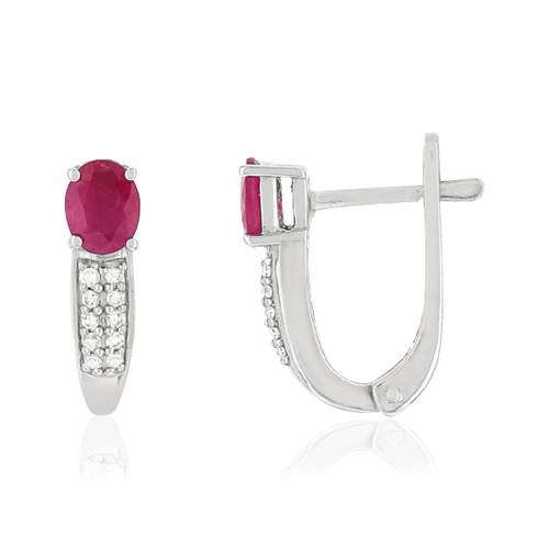 Boucles d'oreilles MATY Or 750 blanc Rubis et Diamants
