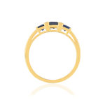 Bague or 750 jaune saphirs carrés et diamants - vue 2